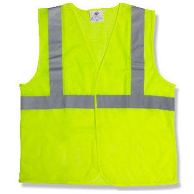 Cordova V211p Polyester Mesh Reflective Stripe Mesh Safety Vest, Lime, Large, Hook And Loop   CORV211PL