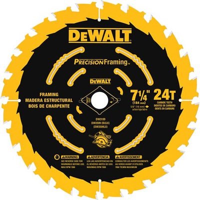 Dewalt 7 1/4 24T Ultra Thin Kerf Framing Blade (Bulk) DW3599B10 DEWDW3599B10