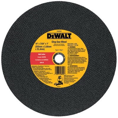 Dewalt High Performance Dw8002 24-Grit Alo2 Type 1 Cut-Off Wheel, 14 Inch X 7/64 Inch X 1 Inch DW8002 DEWDW8002