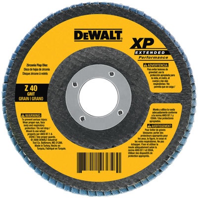 Dewalt Xp Extended Performance Dw8270 40 Coarse Grit Zirconia Type 27 Flap Disc, 7 Inch X 5/8-11 DW8270 DEWDW8270