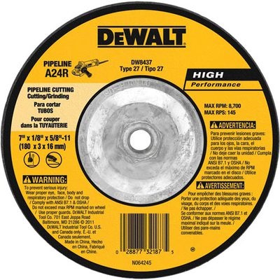 Dewalt High Performance Dw8437 24-Grit Alo2 Type 27 Grinding Wheel, 7 Inch X 1/8 Inch X 5/8-11 DW8437 DEWDW8437