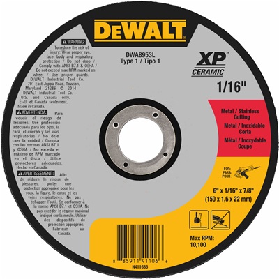 Dewalt 6X.045X7/8 T1 Ceramic Cut-Off Wheel (Dwa8953f) DWA8953L DEWDWA8953L