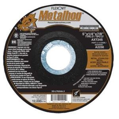 Flexovit Metalhog A5330h 24-Grit Premium Blend Grain Type 27 Depressed Center Grinding Wheel, 7 Inch X 1/4 Inch X 5/8-11 A5330H FLEA5330H