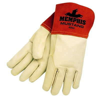 Memphis Gloves 4950 Top-Grain Cowhide Leather Welding Gloves, Beige, Medium, 8.93 Inch L, Wing Thumb 4950M MEM4950M