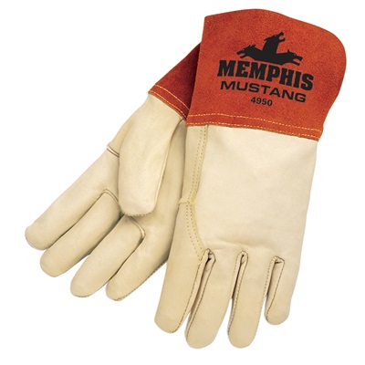 Memphis Gloves 4950 Top-Grain Cowhide Leather Welding Gloves, Beige, Xl, 10.93 Inch L, Wing Thumb 4950XL MEM4950XL