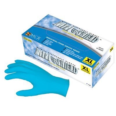 Memphis Gloves Nitrishield 6020 4 Mil Nitrile Gloves, Blue, Large, 9.5 Inch L, Wing Thumb 6020L MEM6020L