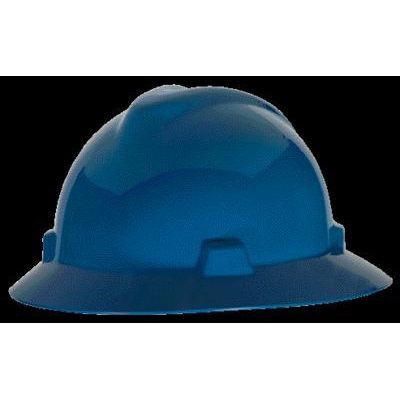 Mine Safety Appliance V-Gard 454732 Blue Polyethylene Non-Slotted Full Brim Hard Hat, Staz-On   MSA454732