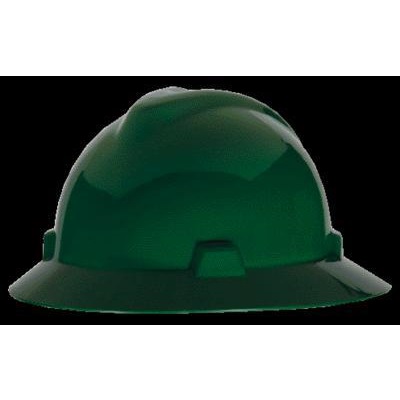 Mine Safety Appliance V-Gard 454735 Green Polyethylene Non-Slotted Full Brim Hard Hat, Staz-On MSA454735 MSA454735