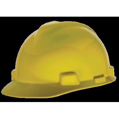 Mine Safety Appliance V-Gard 463944 Yellow Polyethylene Slotted Hard Hat, Staz-On 4-Point Standard   MSA463944