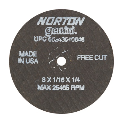 Norton 3X1/16X1/4 A36t Gemini Cut-Off Wheel T1 66243510645 NOR66243510645