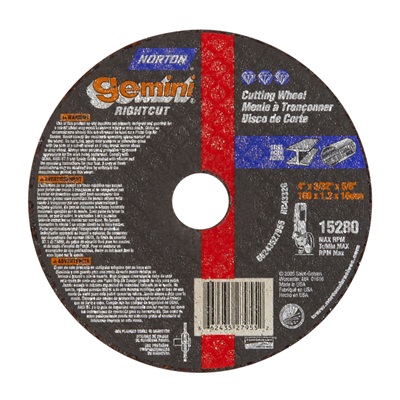 Norton 4X3/32X5/8 A46 Gemini Cut-Off Wheel T1 66243527955 NOR66243527955