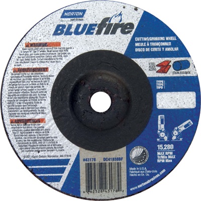 Norton Bluefire 66252843214 24 Coarse Grit Zirconia Alumina Type 27 Depressed Center Grinding Wheel, 4-1/2 Inch X 1/4 Inch X 7/8 Inch 66252843214 NOR66252843214
