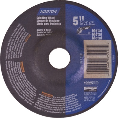 Norton Metal 66252843614 Alo2 Type 27 Depressed Center Grinding Wheel, 5 Inch X 1/4 Inch X 7/8 Inch 66252843614 NOR66252843614