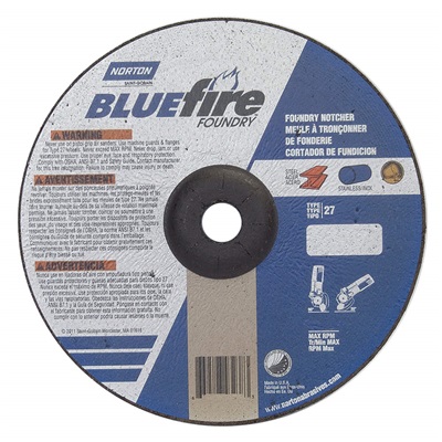 Norton Bluefire 66252915526 Zirconia Alumina/Silicon Carbide Type 27 Depressed Center Grinding Wheel, 7 Inch X 1/8 Inch X 7/8 Inch 66252915526 NOR66252915526