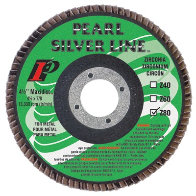 Pearl Silverline Maxidisc Mx456zth 60-Grit Zirconia Type 27 Flap Disc, 4-1/2 Inch X 3/8 Inch X 5/8-11 MX456ZTH PEAMX456ZTH