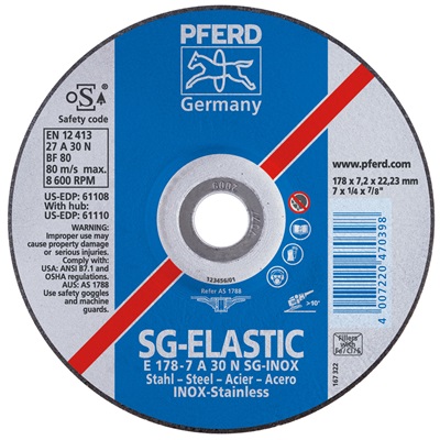 Pferd Grinding Wheels For Stainless Steels - Performance Line Sg-Elastic: A 30 N Sg-Inox 61106 PFE61106
