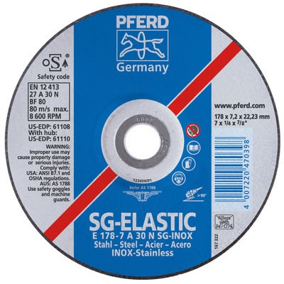 Pferd 4 1/2" X 1/8" X 5/8"-11 Prem. Perf. Depressed Center 61113 PFE61113