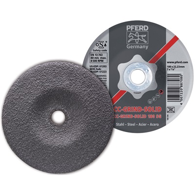 Pferd 61223 Cc-Grind Solid Grinding Disc, Steel, 7 Inch Dia., 5/8-11 Thread 61223 PFE61223