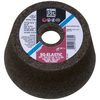 Pferd Flaring Cup Wheels (Type 11) - Steel, Cast Iron - Zirconia, Steel Back 61819 PFE61819