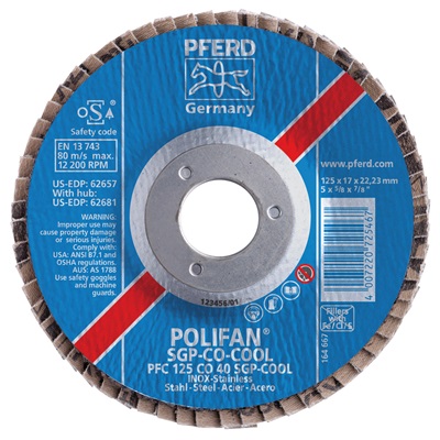 Pferd 62621 4-1/2X5/8-11 Polifan Flap Disc. Ceramic Oxide Cool, 40 Grit 62621 PFE62621