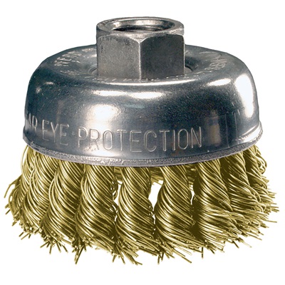 Pferd Knot Cup Brushes - External Nut, Single Row - Standard Twist - Brass Wire 82368 PFE82368
