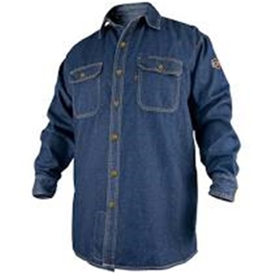 Revco Fr Cotton Work Shirt Denim 8Oz Large, 17.5&quot;N X 34&quot; FS8-DNM-L REVFS8-DNM-L