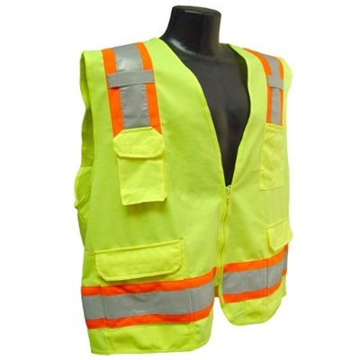 Radians Sv6 Lime Green Class 2 Sz Large Surveyor's Reflective Mesh 2-Tone Stripe RPGSV6GL RPGSV6GL