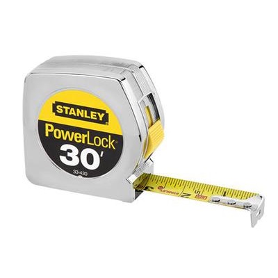 Stanley Powerlock 33-430 Chrome High Impact Chrome/Abs Plastic Case Measuring Tape, 30 Ft X 1 Inch Blade 33-430 STY33-430