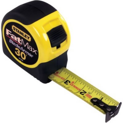 Stanley Fatmax 33-730 Yellow/Black Abs Plastic With Molded Rubber Grip Case Measuring Tape, 30 Ft X 1-1/4 Inch Blade 33-730 STY33-730