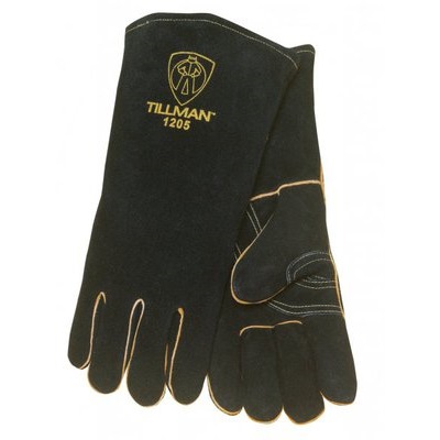 Tillman 1205 Side Split Cowhide Leather And Welted Fingers Welding Gloves, Black, Large, 14 Inch L, Double Reinforced Thumb 1205L TIL1205L