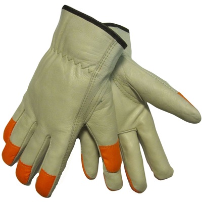 Tillman 1427 Top-Grain Cowhide Leather Drivers Gloves (Bulk), High-Visibility Orange Fingers, Medium, Keystone Thumb 1427MB TIL1427MB