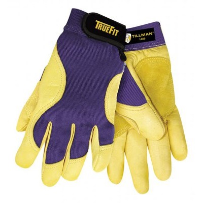 Tillman Truefit 1480 Top-Grain Deerskin Palm Gloves, Blue/Gold, Large, Reinforced Thumb 1480L TIL1480L