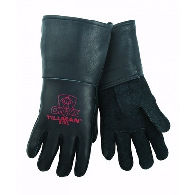 Tillman Onyx 875 Top-Grain Elkskin Leather Welding Gloves, Black, Large, Straight Thumb 875L TIL875L