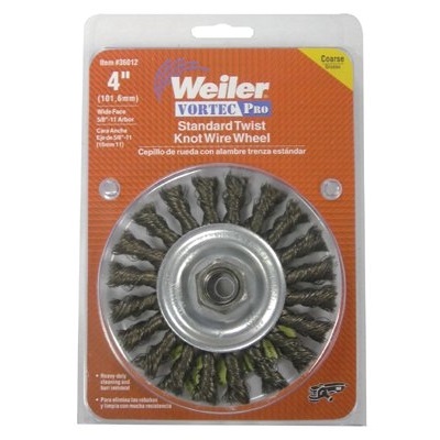 Weiler Vortec Pro 36219 Crimped Wire Wheel Brush, 4 Inch Dia., 0.02 Inch Stainless Steel Wire 804-36219 WEI36219