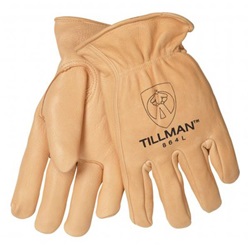 TIL864L - Tillman+864+Top-Grain+Deerskin+Leather+Drivers+Gloves%2c+Gold%2c+Large%2c+Keystone+Thumb