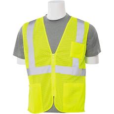 Cl2mvl Mesh Vest Class 2 Zipper & 4 Pockets Lime Yel Med W/Pockets